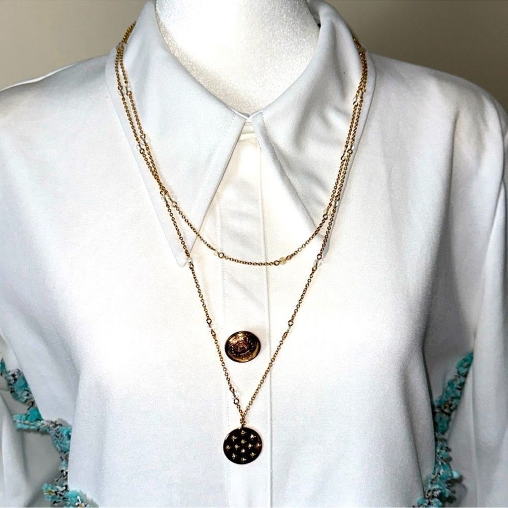J.Crew Double Strand Hold Tone Beaded Sparkles This is My Lucky Charm Necklace